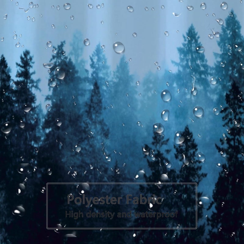 LLSCL Fabric Shower Curtain Liner with Magnets, Blue Forest Waterproof Hotel Quality, 72 x 72 Machine Washable - Image 3